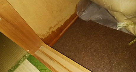 漏水被害が発生した畳の部屋